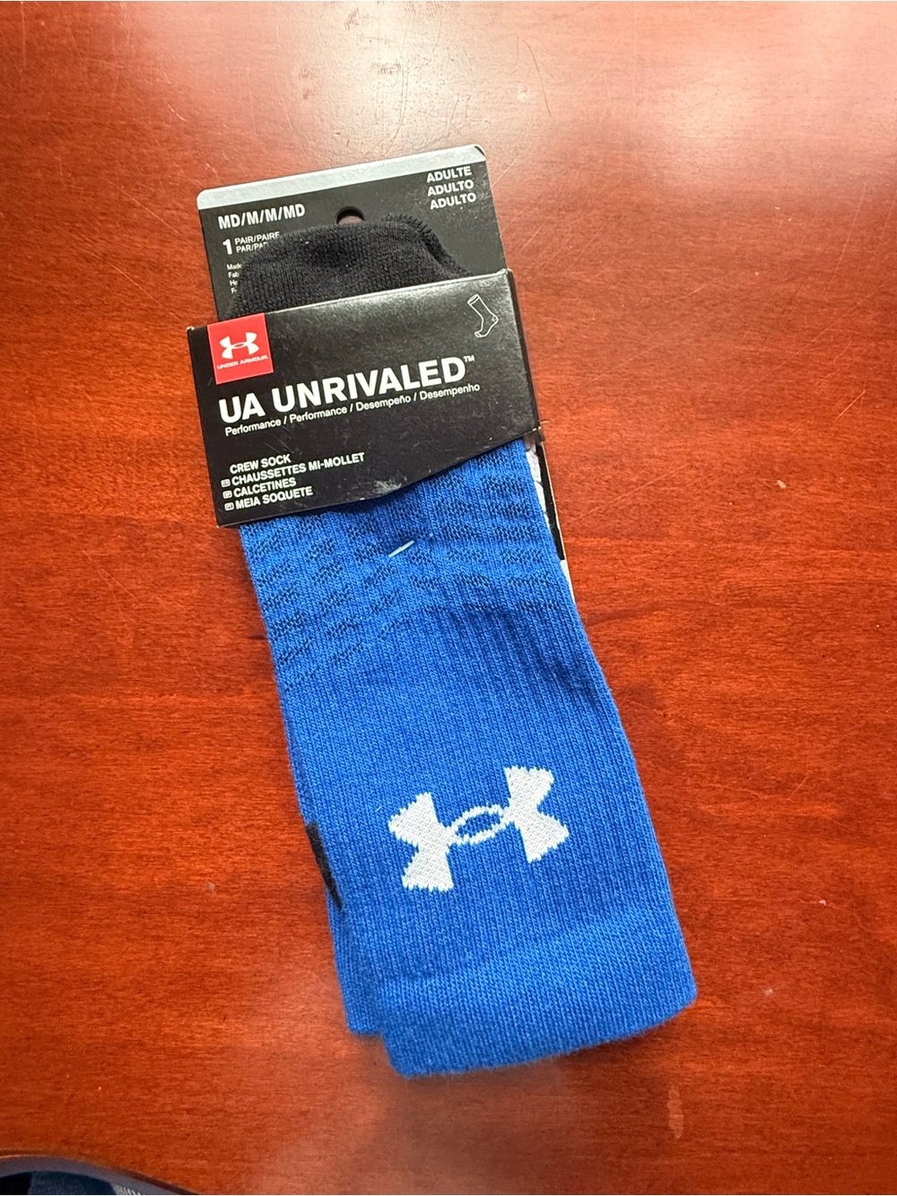 Under Armour UA Unrivaled Crew Socks - Blue with Black Top